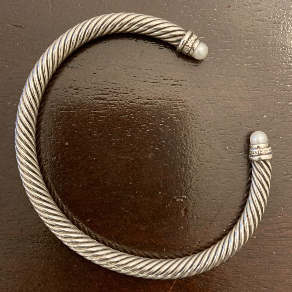 DAVID YURMAN - CLASSIC CABLE BRACELET Sterling Silver with Pearls and Diamonds - Picture 3 of 7